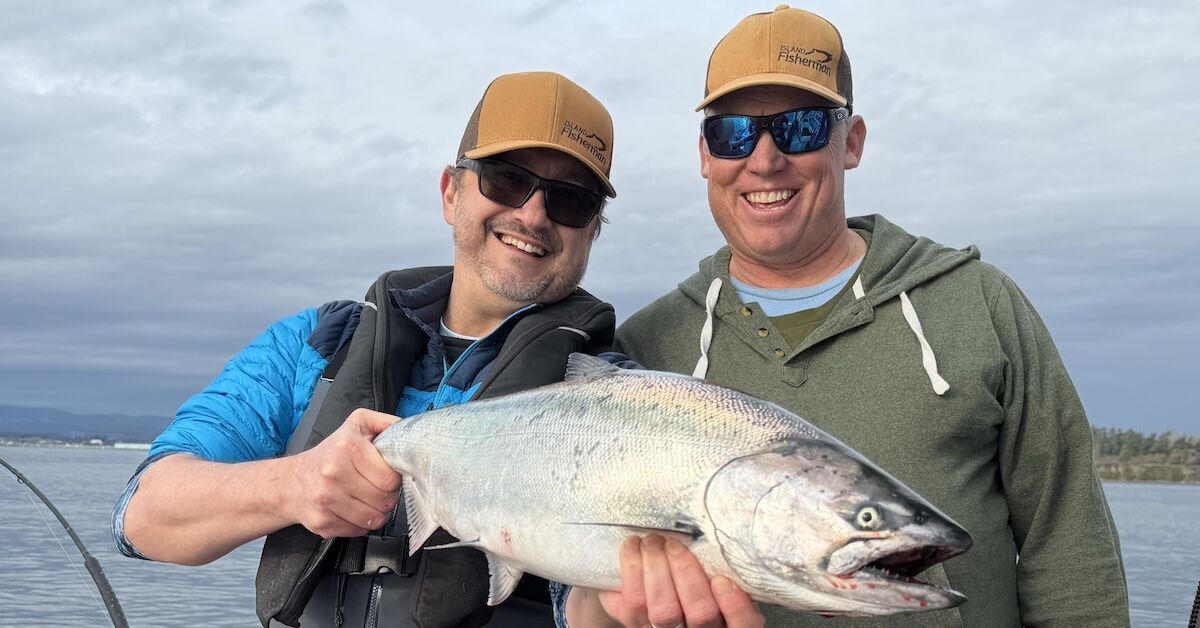 Victoria Waterfront winter Chinook Fishing in January with Ocean Dreans Charters and Island Fisherman magazine
