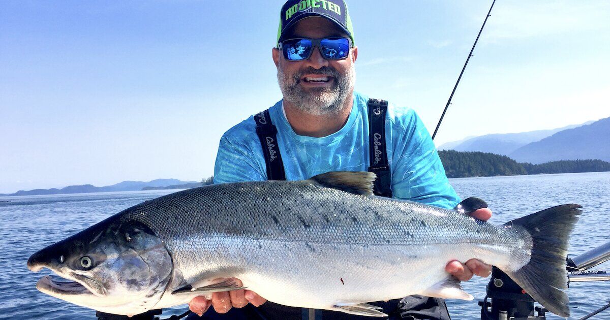 Jared Johnson with an 18-lb Wells Pass Coho